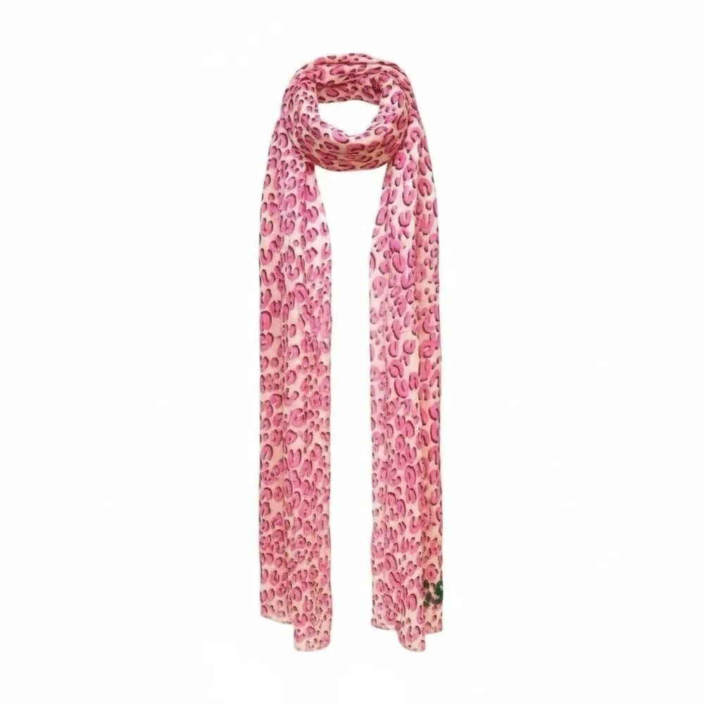 Auth Louis Vuitton Pink Lepord Print Limited Edition Stephen Sprouse Wrap Scarf